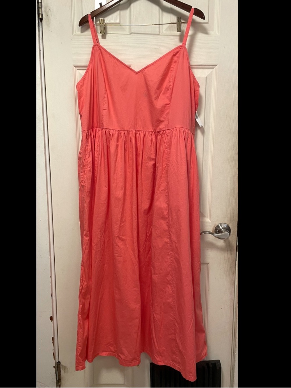 NWT Old Navy Coral Cotton Maxi Sundress XXL Spaghetti Strap V-Neck Smocked